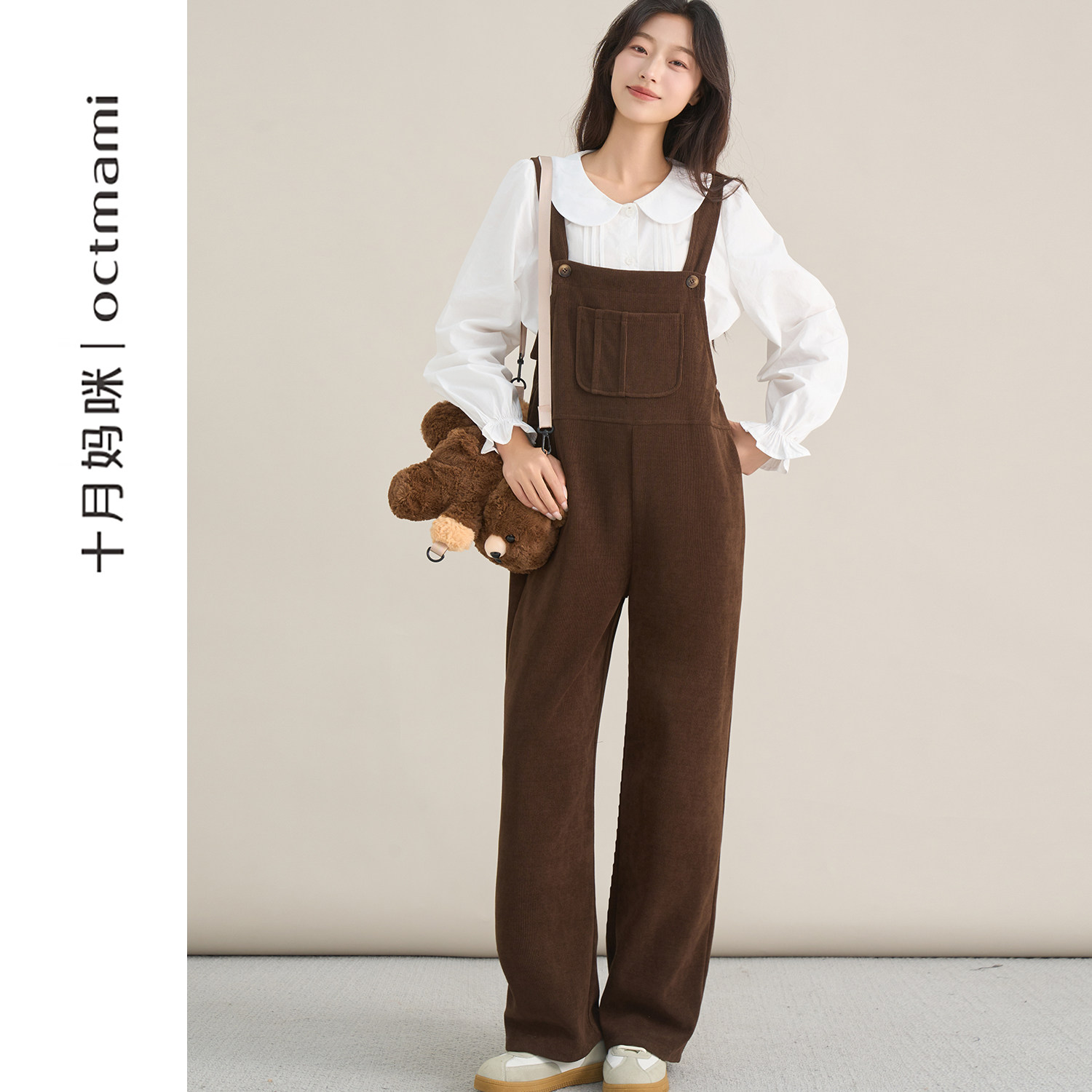 十月妈咪孕妇背带裤2025新款秋季外穿宽松不勒肚大口袋阔腿裤秋装,孕妇装/孕产妇用品/营养,孕妇休闲裤,淘宝优惠券,粉丝福利购,淘宝优惠卷