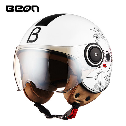 BEON摩托车头盔复古个性酷男女电动车半盔半覆式夏季跑盔轻便四季