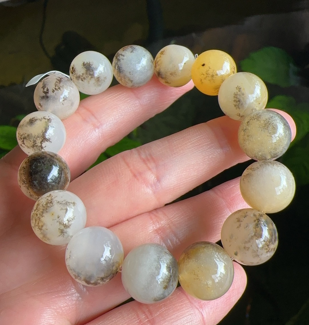 杨玉家云南天然黄龙玉老龙心料水草花渐变色女士圆珠手串证书新品