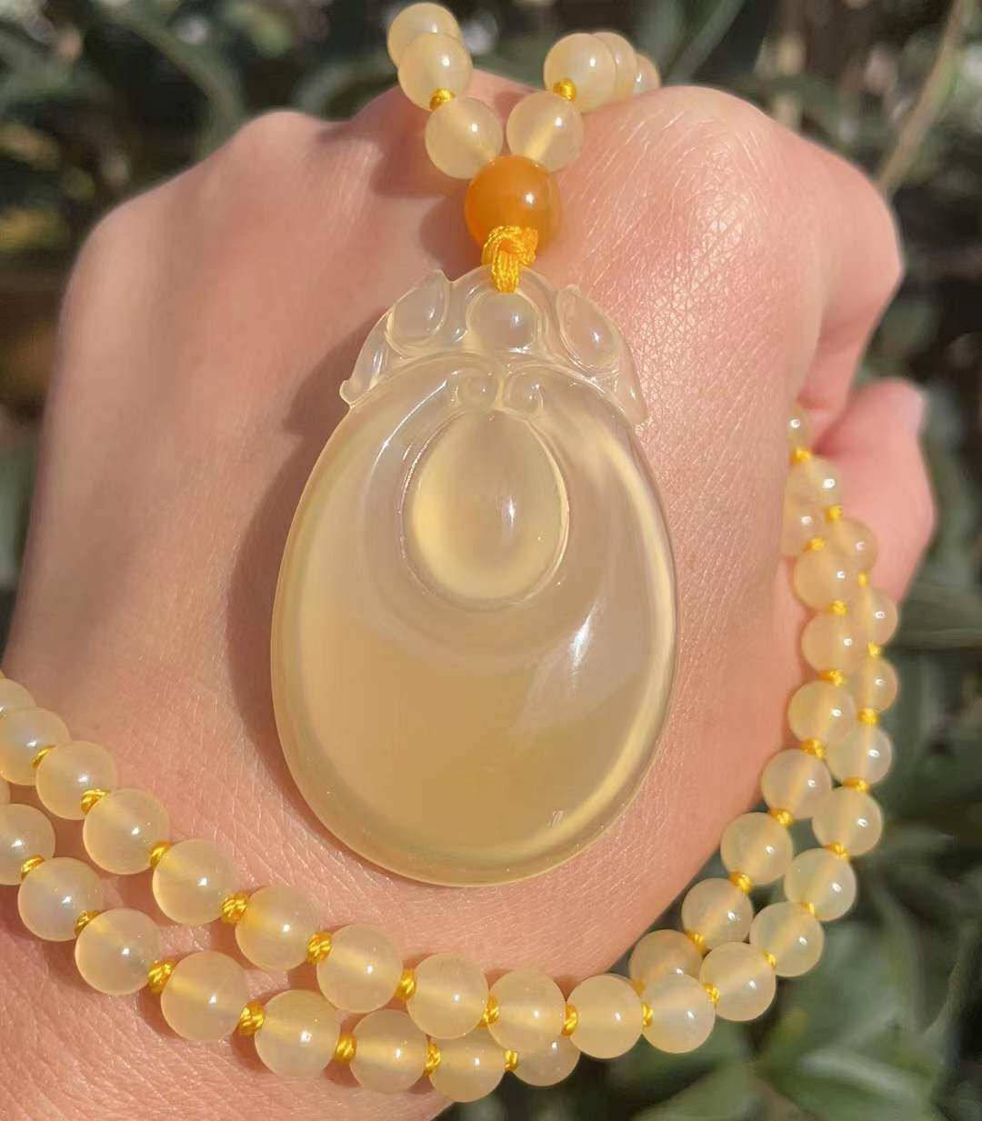 杨玉家云南天然黄龙玉玻璃种水黄福贝双龙护主毛衣链挂件证书包邮