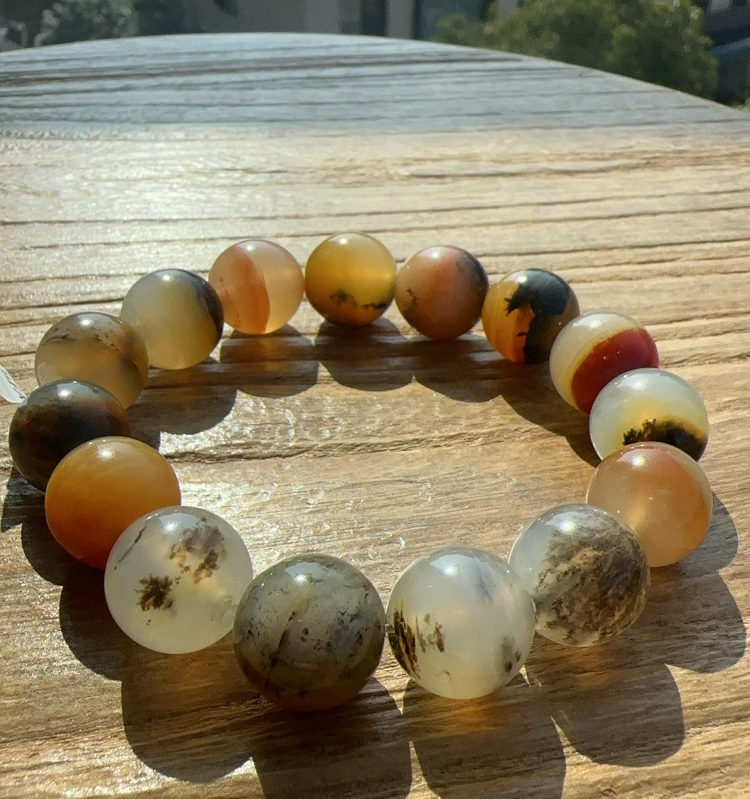 杨玉家云南天然黄龙玉冰种水草花老料彩宝男女士13MM圆珠手串证书