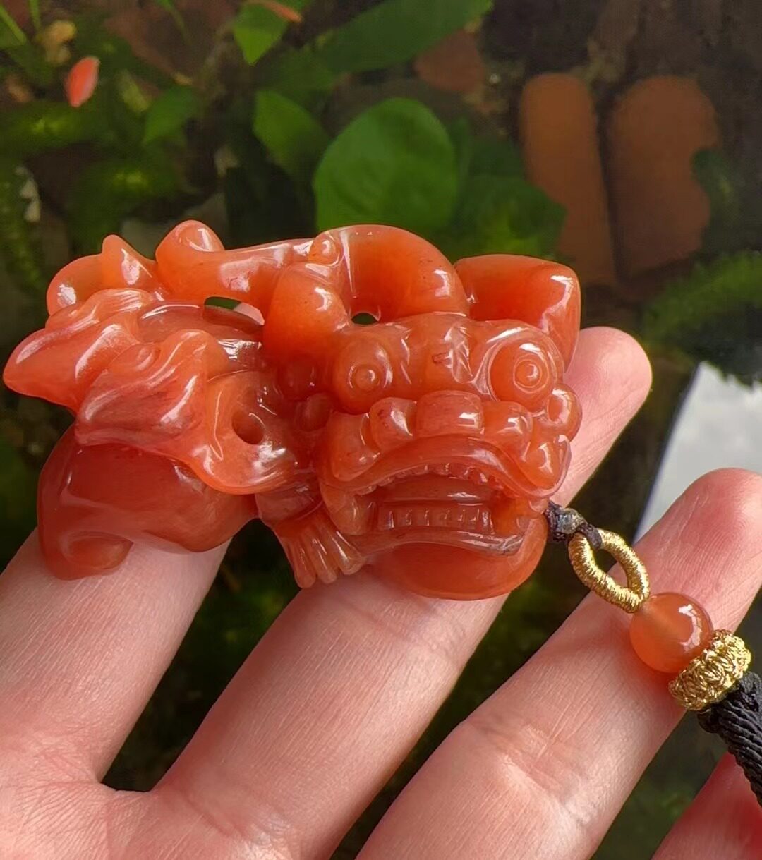 杨玉家云南天然黄龙玉胭脂红满色元宝霸王貔貅大挂件证书送礼新款