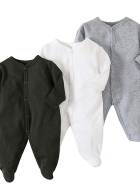 新款婴儿连体衣卡特长袖纯棉哈衣秋冬爬爬服宝宝包屁新生儿衣服