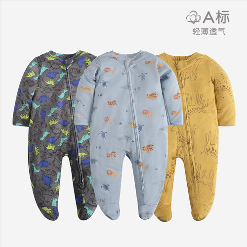 跨境婴儿连体衣四季拉链睡衣宝宝连身衣纯棉包屁哈衣幼儿休闲童装