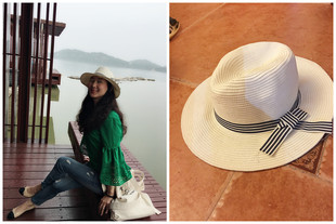 王妃梅根同款爵士帽遮阳帽防晒帽沙滩帽可折叠白色礼帽出口新款22