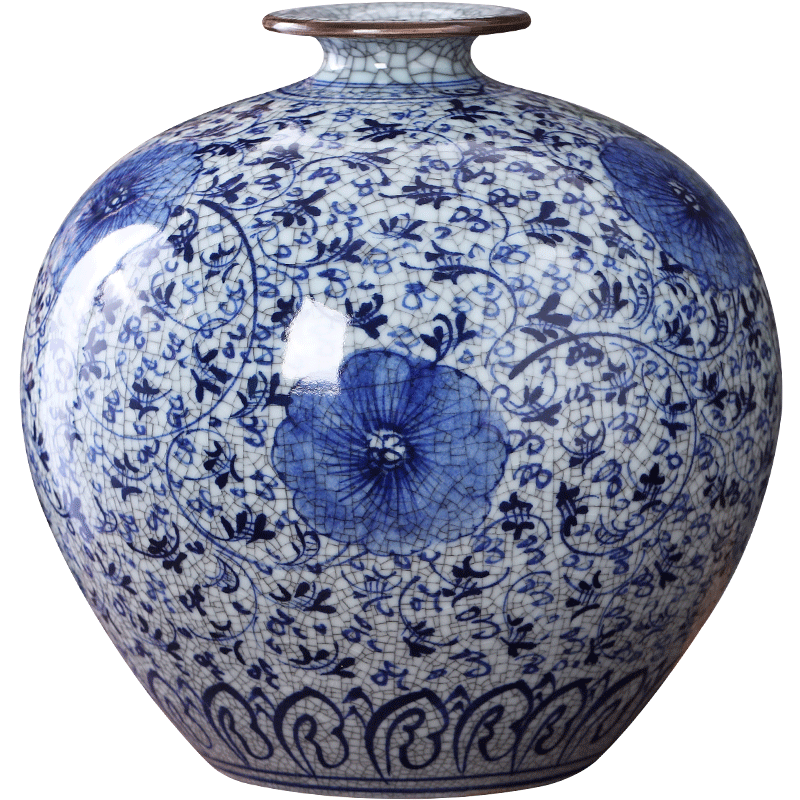 景德镇陶瓷器仿古手绘青花瓷花瓶插花复古摆件古典家居客厅装饰品