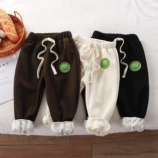 外穿运动长裤 秋冬儿童条纹裤 女童宝宝加绒裤 男童螺纹休闲长裤 童裤