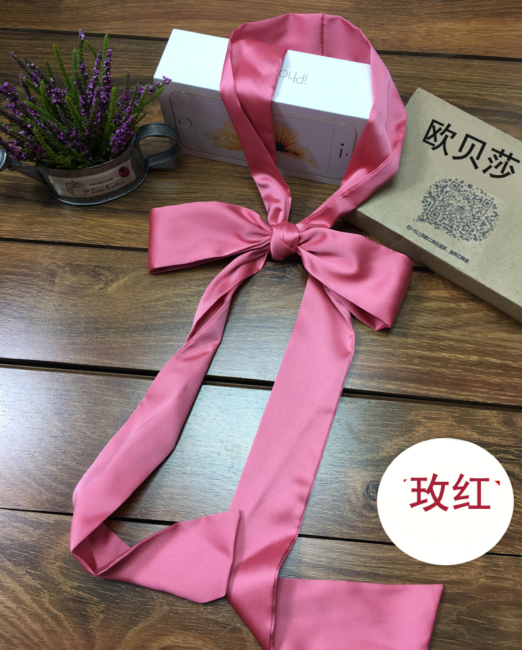 韩国版绸缎面细窄丝巾女领巾雪纺腰带百搭绑包包手柄丝带配饰围巾
