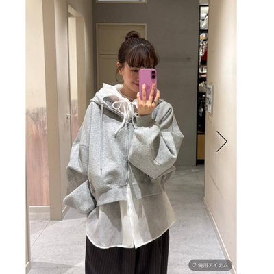 LF2026春季 人气款 双拉链头帽绳系带连帽短款卫衣