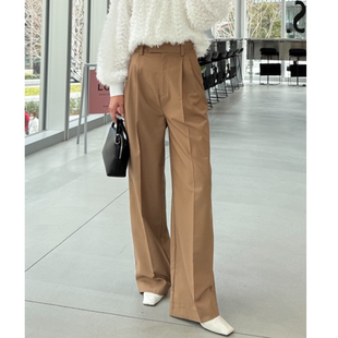 小众2026早春 超好版型微喇叭褶子边边休闲西装长裤