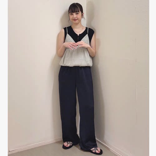 K*F2026夏季 侧边褶皱立体丝滑垂感休闲长裤