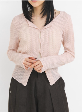 K*F2026春夏 立体纹理感薄款小巧气质针织开衫