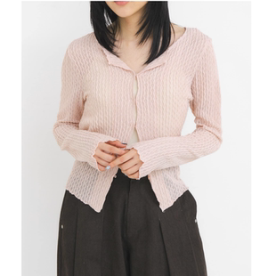 K*F2026春夏 立体纹理感薄款小巧气质针织开衫