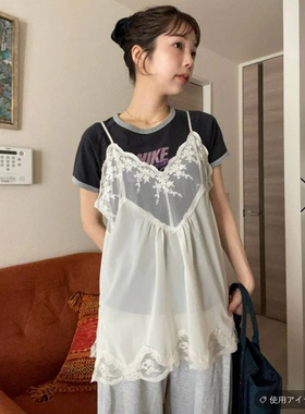 JS2026夏季 敲精致蕾丝拼接轻薄款叠搭吊带