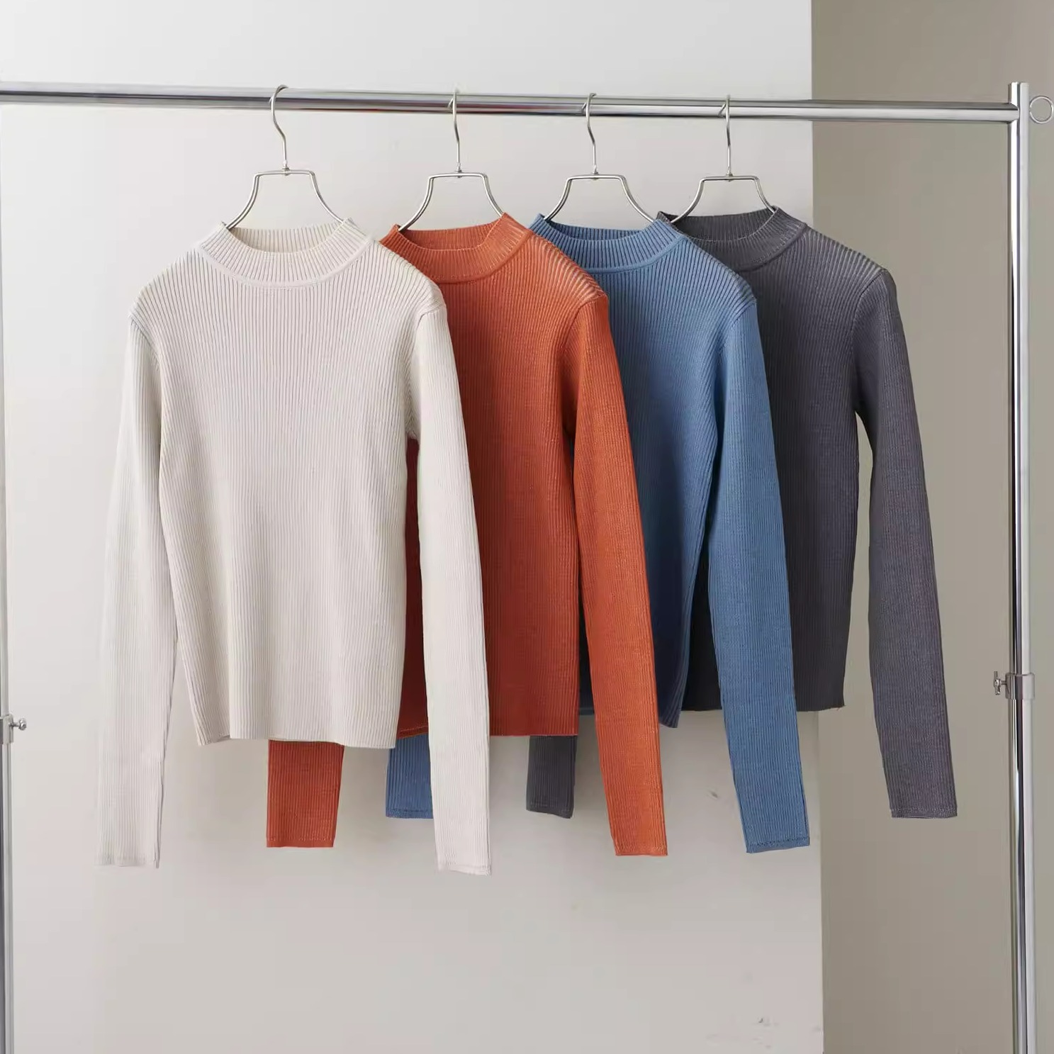 其他针织套头半高领叠色