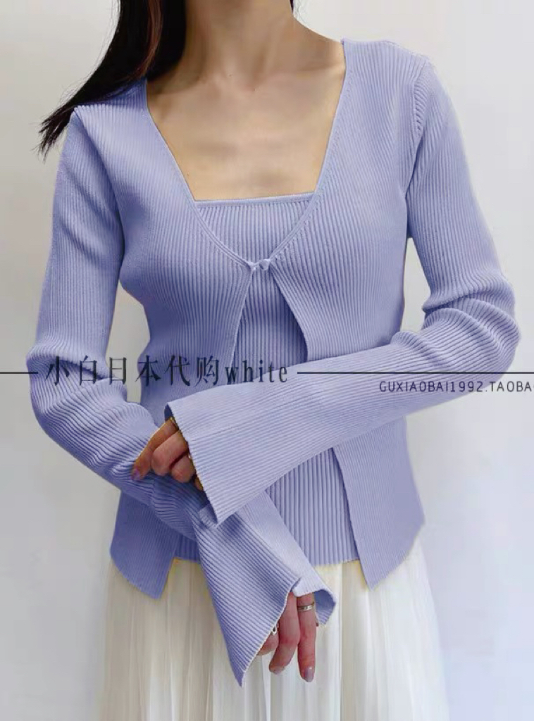 其他针织开襟V领开衫两件套