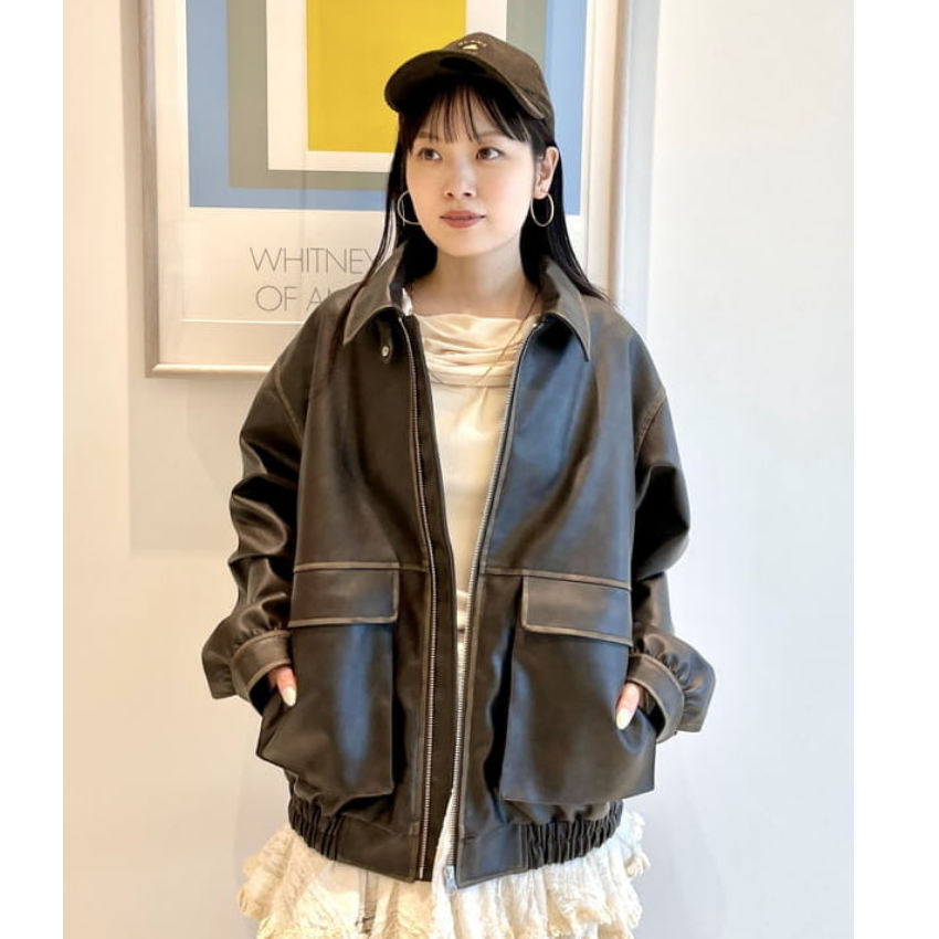RBS2025秋冬 立体口袋做旧擦皮高品皮衣外套