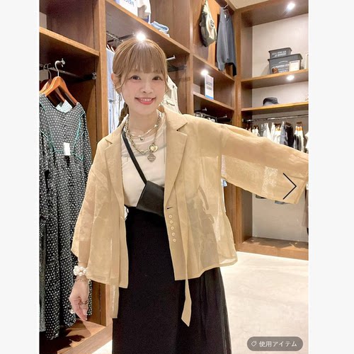 N2026夏季 乱麻感透视复古泡泡袖飘带长短款衬衫