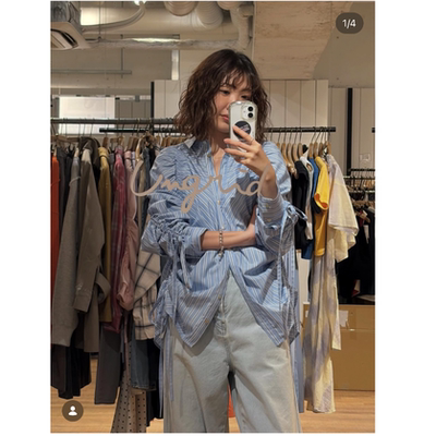 纯正！2026春季 两侧抽绳系带造型感宽松衬衫