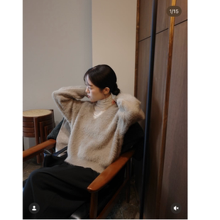 小松本2025冬季 氛围气质款前后两面穿毛纱针织毛衣