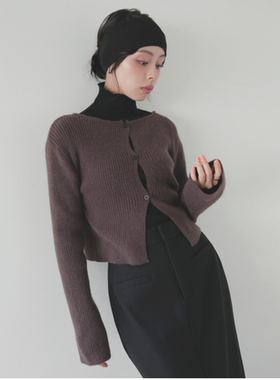 Lian2025冬季 简约气质款小版型门襟镂空针织小衫