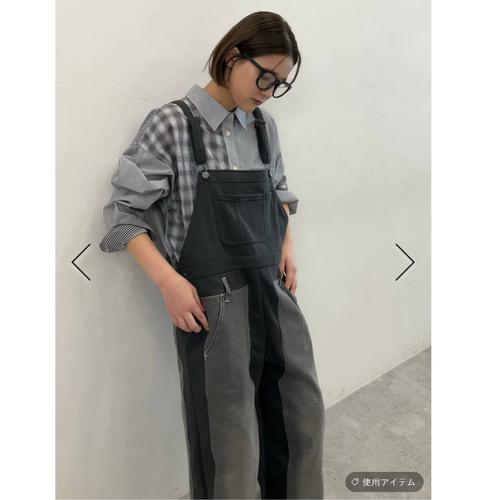 N2026春夏 大小格子拼接宽松长袖衬衫