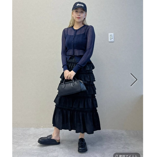 JS2026春夏 EL高端线 优雅气质荷叶花边直筒蛋糕长裙