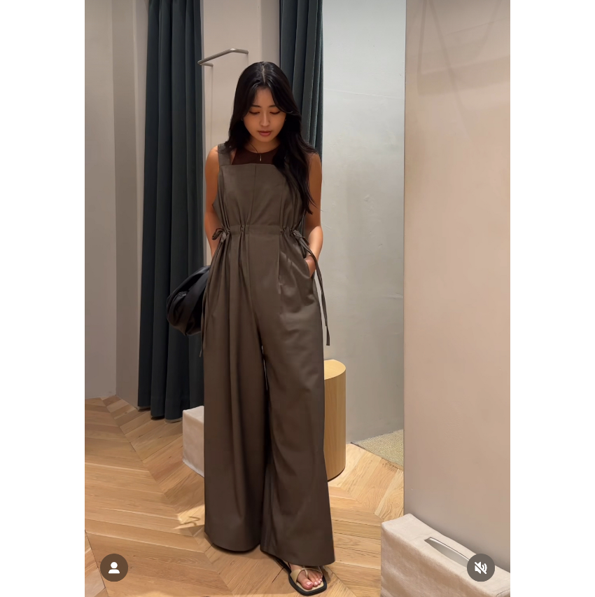 sty2025秋季 高品简约气质收腰系带连体裤