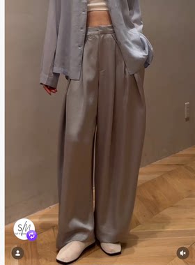 小松本2026夏季 丝滑凉感腔调褶皱宽松休闲裤