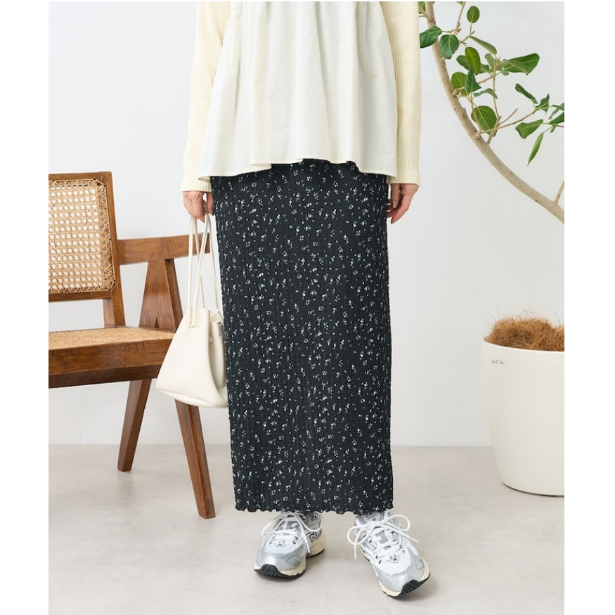 FS2025春夏 小碎花干爽质感皱皱松紧腰半身长裙