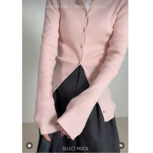 m0ca2026春季 敲显瘦包芯纱高弹力排扣针织衫