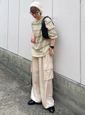 K*F2025秋冬 侧边立体口袋柔软亲肤绒面垂感休闲裤QC