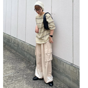 侧边立体口袋柔软亲肤绒面垂感休闲裤 F2025秋冬