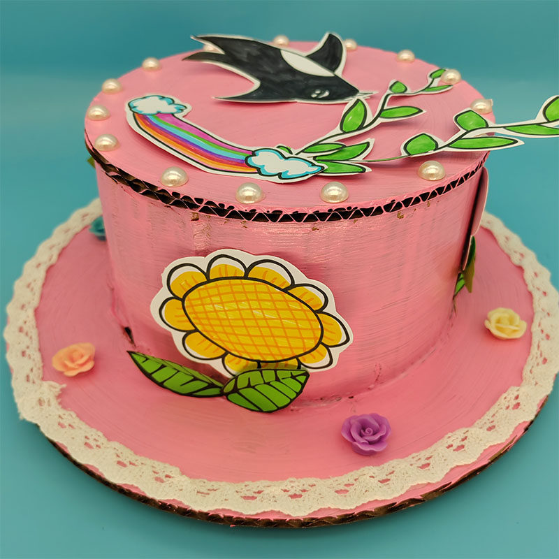 纸箱板手工 变废为宝环保幼儿园小制作 春天帽子成品 走秀装饰帽