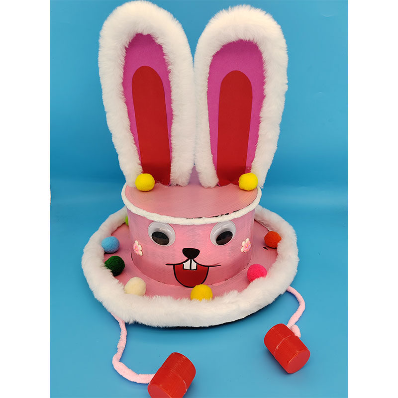 纸箱板手工 变废为宝环保幼儿园小制作 兔年帽子成品 走秀装饰帽