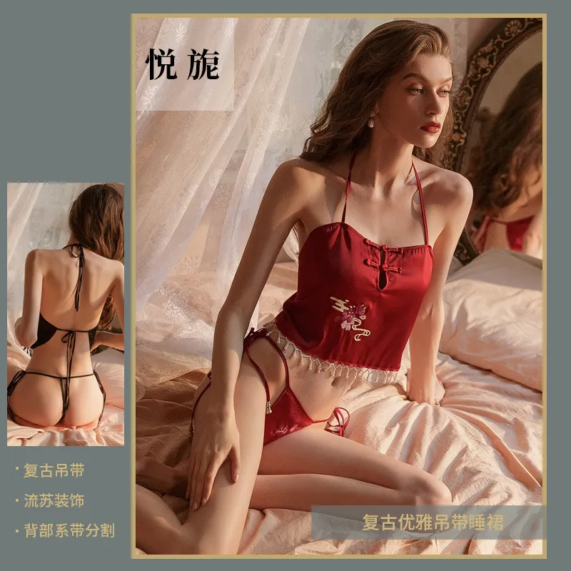 悦新款优质旎原创七夕礼物情调韩版刺绣古典国风肚兜性感内衣三色