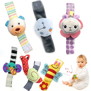 婴儿手腕铃手腕带手环玩具新生婴幼儿手表带摇铃0 6月宝宝布玩具