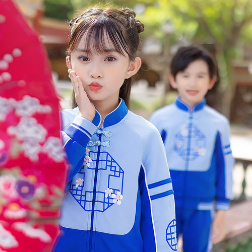 国学风校服红蓝两色工厂直销