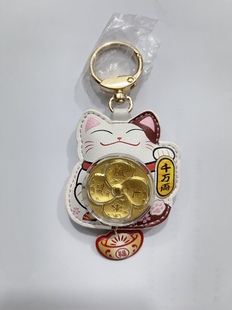 韩免周大福女士钥匙扣招财猫风生水起999.9黄金工艺精品