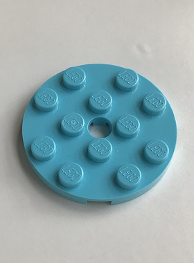 全新LEGO乐高正品零件MOC 60474 4x4 带孔圆板 6102828 中湖蓝色