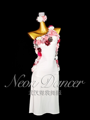 NeonDancer 专业女拉丁舞服 立体花朵演出服 女拉丁比赛艺考服