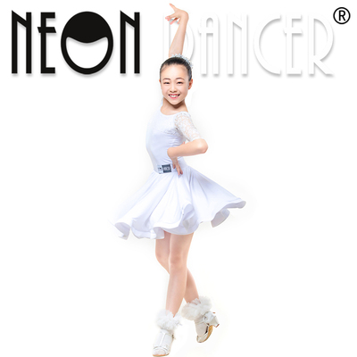 比赛规定胸前拼蕾丝鱼骨大摆裙