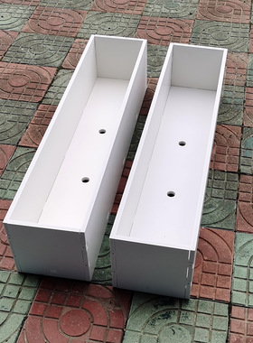 防腐防潮pvc花箱种植花槽花盆长方简约室户外白色仿木花内胆定制