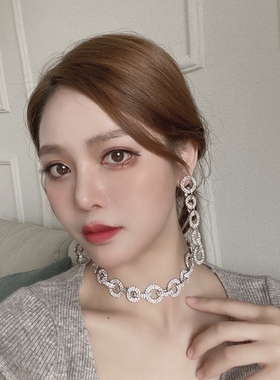 CHOKER大牌时髦银色超闪网红项链