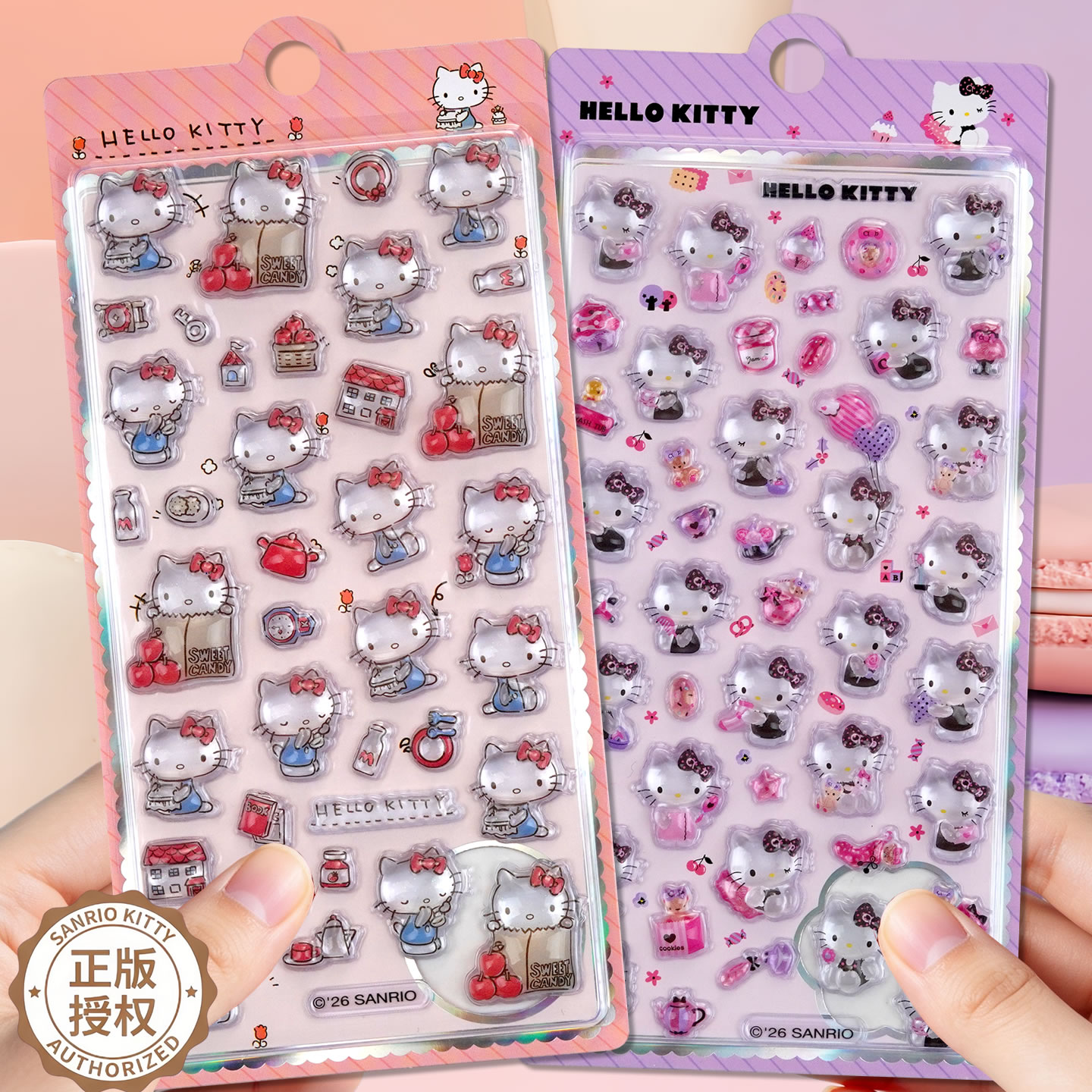 正版hellokitty立体浮雕水晶贴纸图片