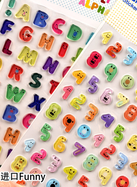 彩色透明糖果立体数字英文字母水晶贴画儿童键盘手机壳装饰贴纸