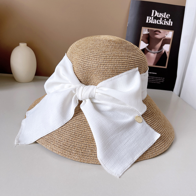日本CA4款雪麻大蝴蝶结草帽