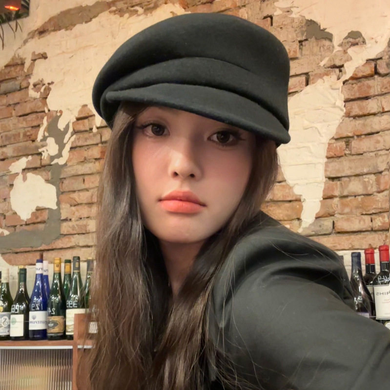 fever同款~黑色羊毛呢报童帽子女秋冬法式鸭舌帽显脸小贝雷帽礼帽图片