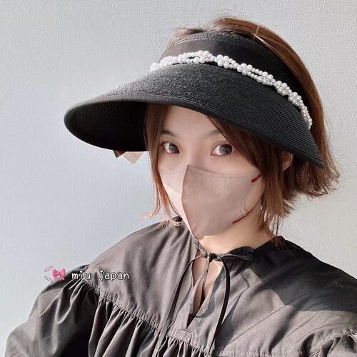 空顶帽出游休闲女夏季宽檐珍珠
