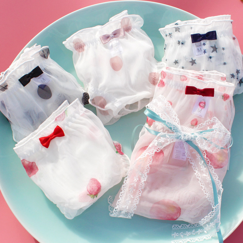 水蜜桃内裤女蕾丝性感网纱薄透视少女日系甜美纯棉裆无痕三角裤头,女士内衣/男士内衣/家居服,女三角裤,淘宝优惠券,粉丝福利购,淘宝优惠卷